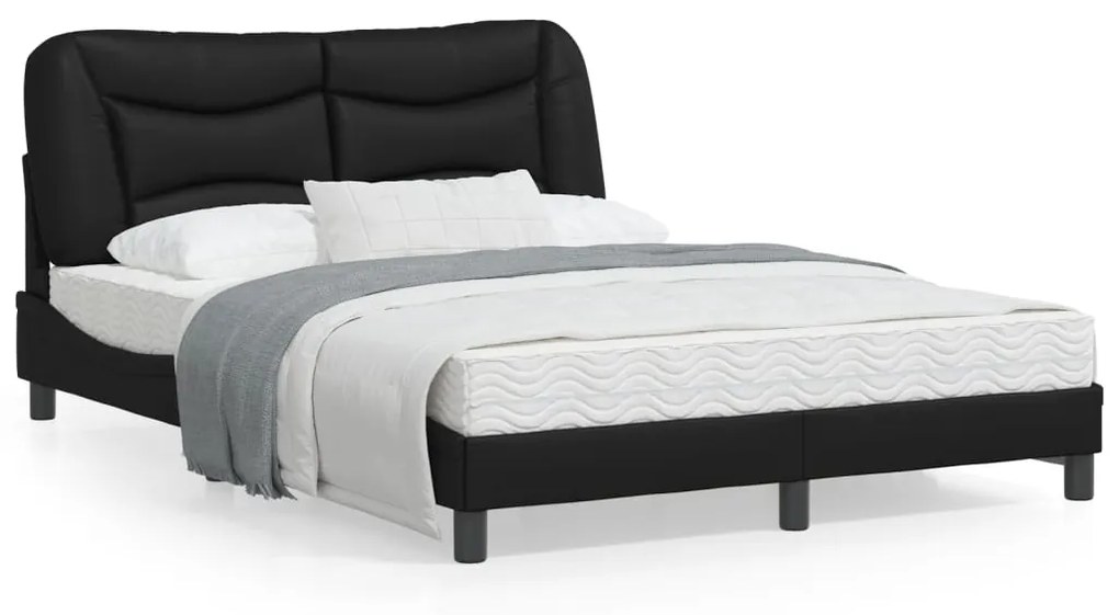 Giroletto Con Testiera Nero 120x200 Cm İn Similpelle /