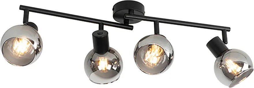 Plafoniera intelligente nera con vetro fumé incl. 4 WiFi P45 - VIDRO