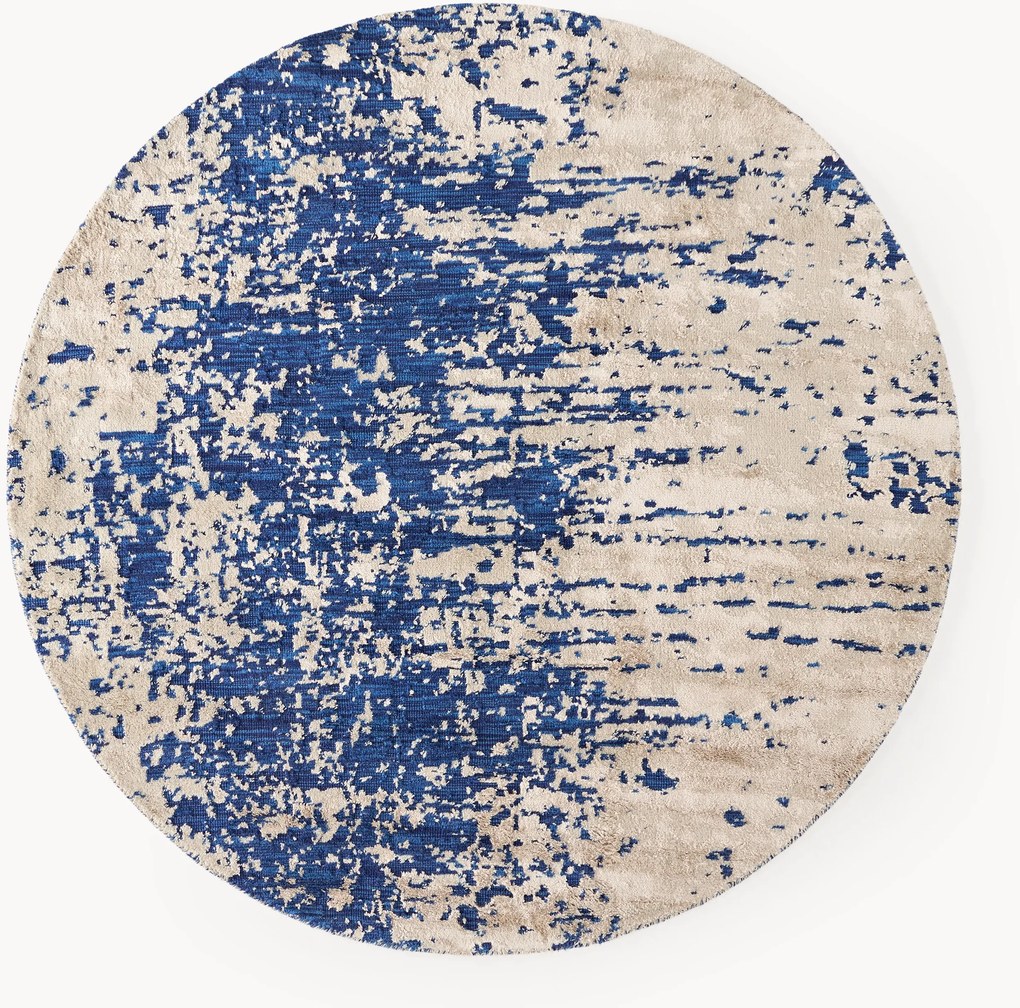 Tappeto rotondo in lana tessuto a mano con motivo astratto Cynthia