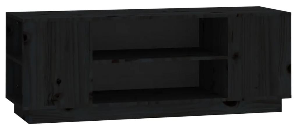 Mobile porta tv nera 110x35x40,5 cm in legno massello di pino