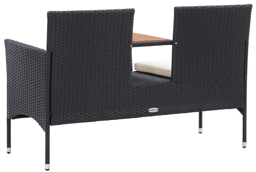 Panca da giardino a 2 posti con tavolino 143 cm polyrattan nero