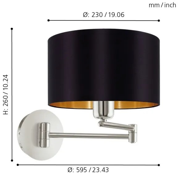 Eglo 95054 - Applique MASERLO 1xE27/60W/230V