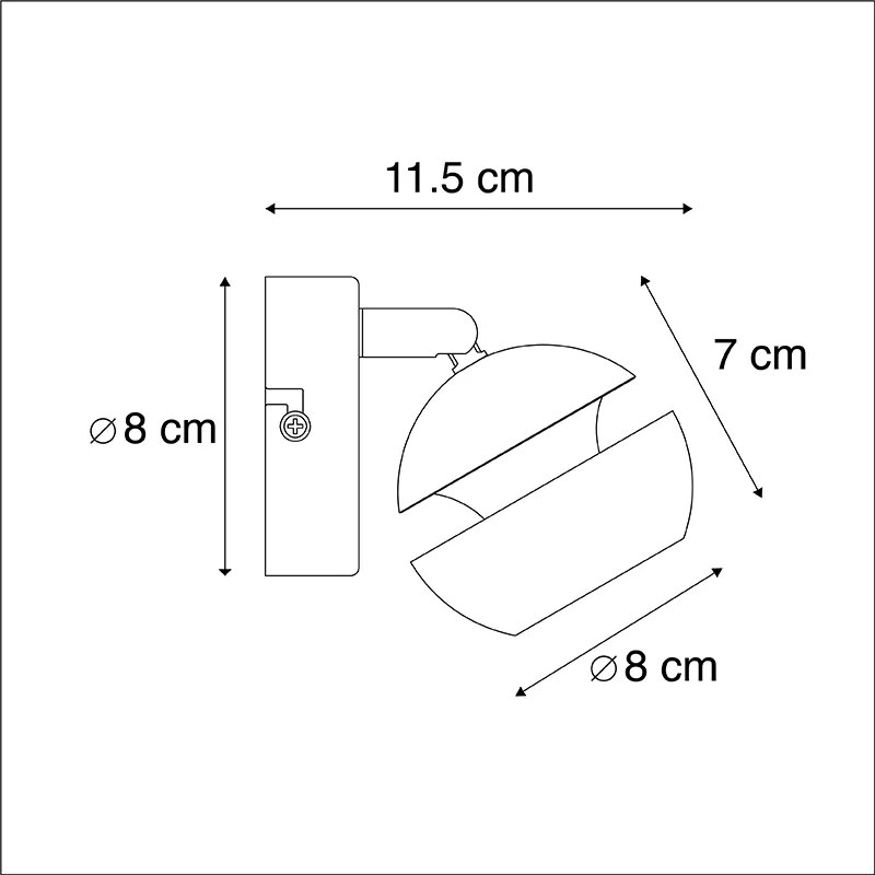 Faretto moderno 1 luce nero con interno oro - Buell Deluxe