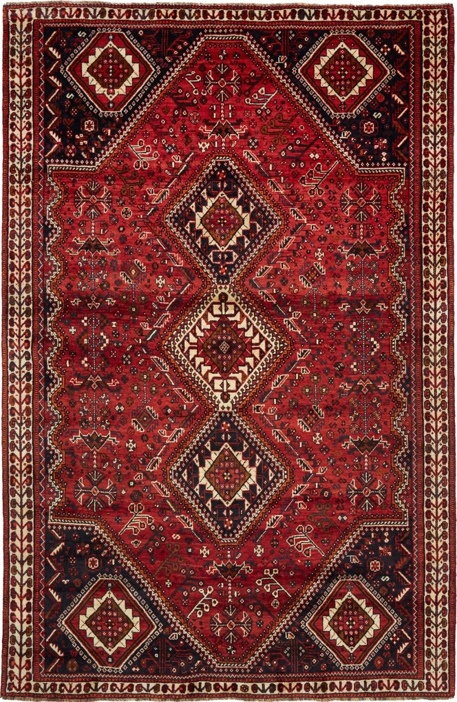 Shiraz Tappeto persiano 280 x 180 Rosso (Iran) Annodato A Mano