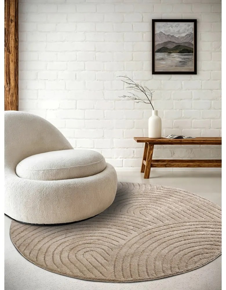 Tappeto rotondo grigio tortora ø 160 cm Panglao New York Taupe – Elle Decoration