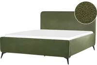 Letto matrimoniale in boucl con struttura a doghe verde 160 x 200 cm stile classico camera da letto