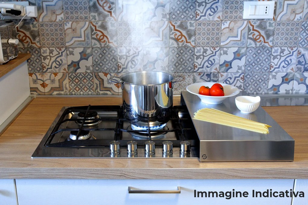 Copri Fornelli da Cucina 56,5x30x7,5 cm in Ferro Lisa Luxury Plan Plus Nero...