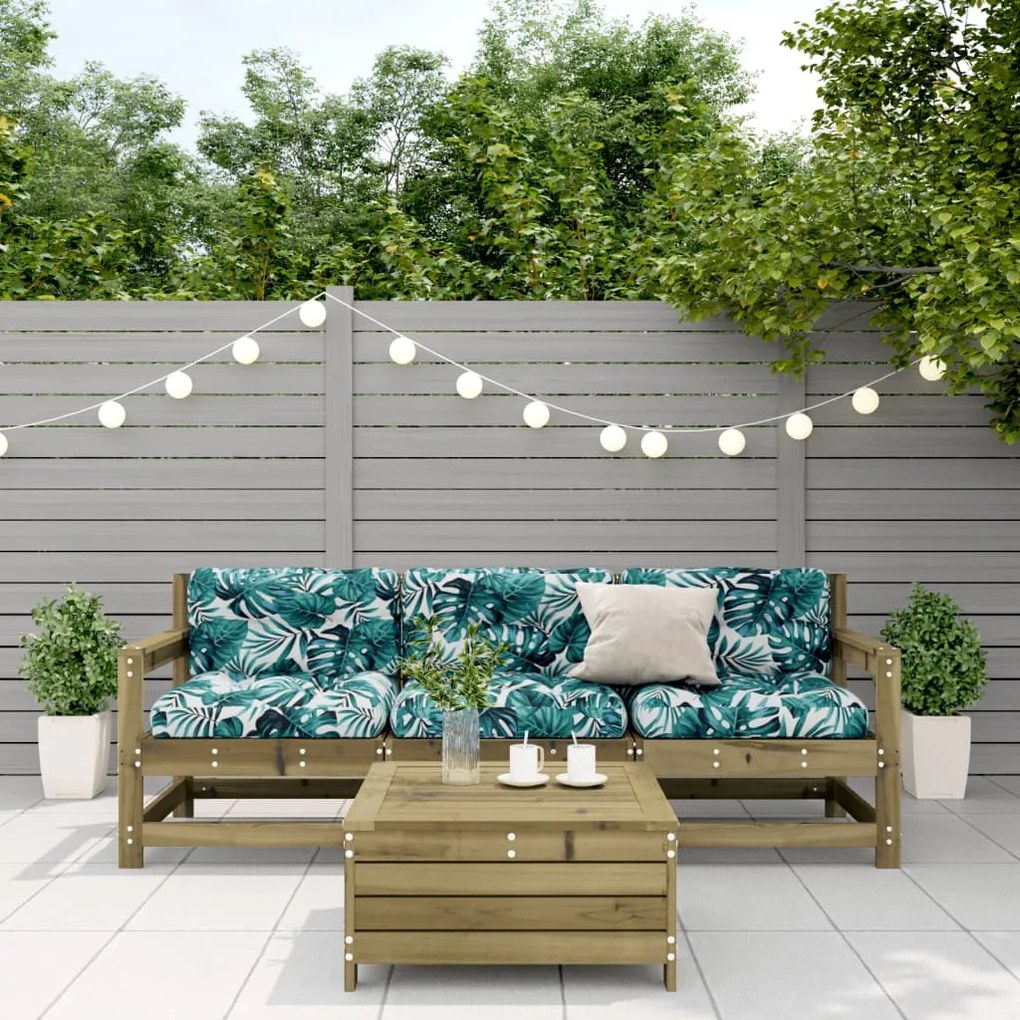 Set divani da giardino 4pz con cuscini legno impregnato di pino