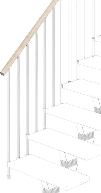 Balaustra in kit IRIS Vida 3GR in legno bianco, corrimano in legno bianco, L 120 cm fissaggio a parete