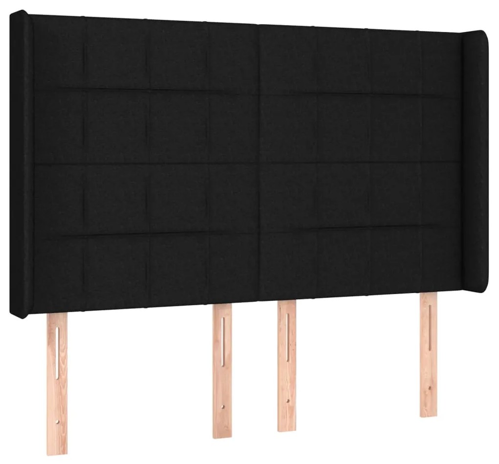 Letto a Molle con Materasso e LED Nero 140x200 cm in Tessuto