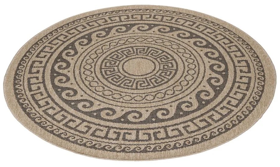 Tappeto rotondo per esterni nero e beige ø 120 cm Comilla - Ayyildiz Carpets