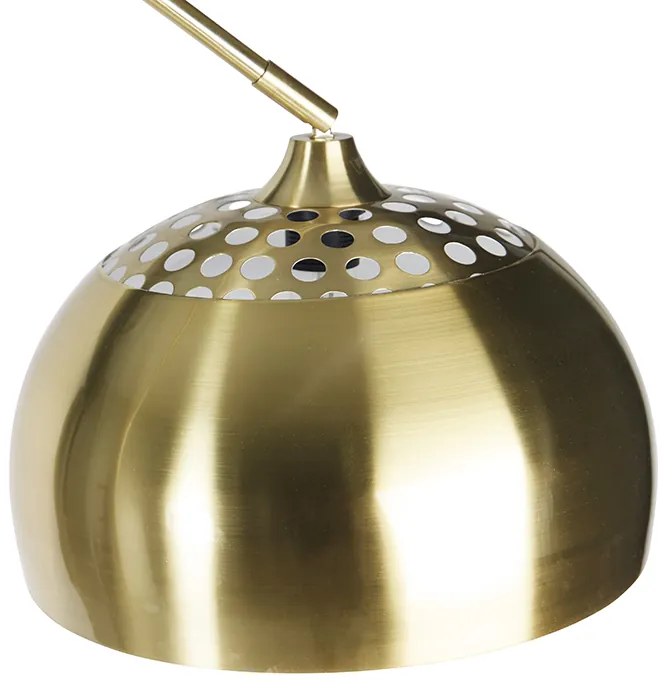 Lampada da terra in ottone con base in marmo nero e paralume in ottone - XXL