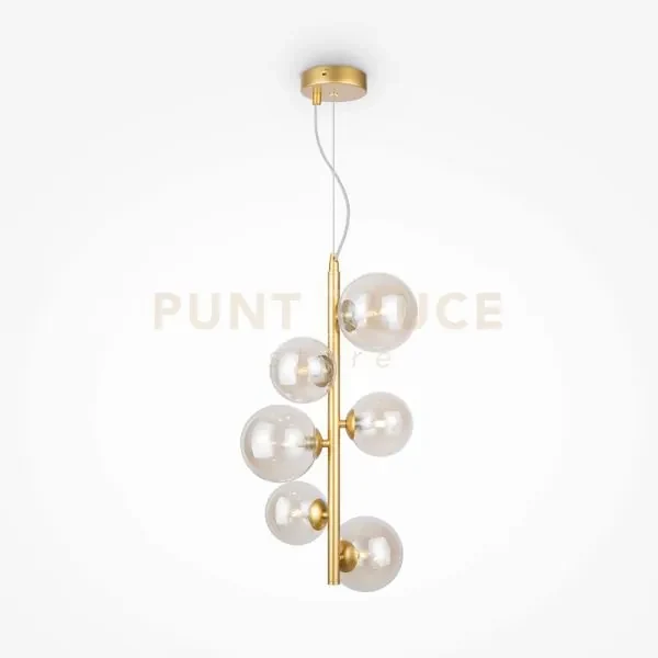 Sospensione dallas oro con 6 luci ambra