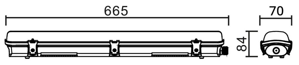 Plafoniera Stagna IP65 per Tubo LED 60cm - Unilaterale Plafoniera per 1 tubo LED da 60cm