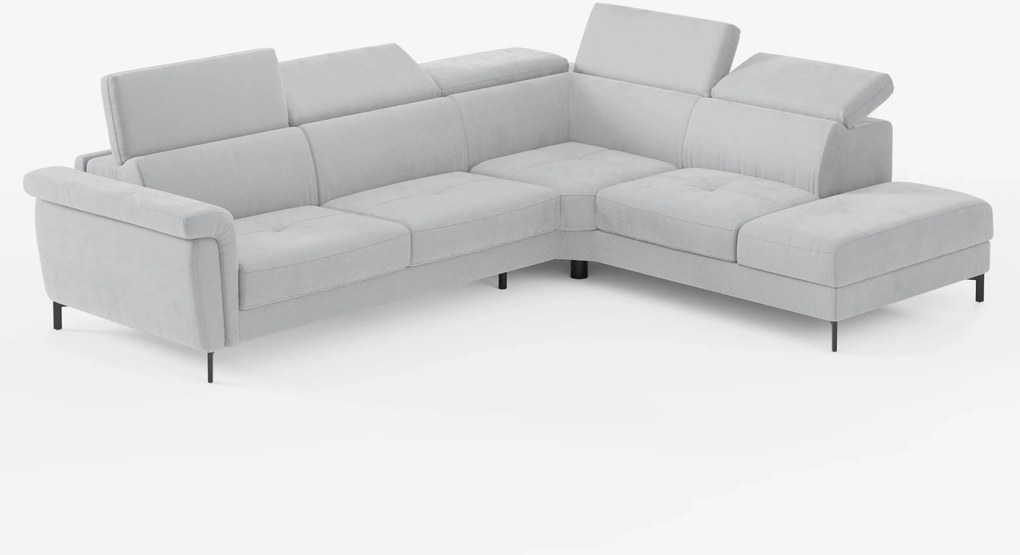 Capri Divano Letto Angolare con Poggiatesta Reclinabili e Materasso ad alte prestazioni in Tessuto Vellutino Smacchiabile T30
