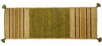 Tappeto moderno Kansas, stile kilim, 100% cotone, verde, 200x60cm