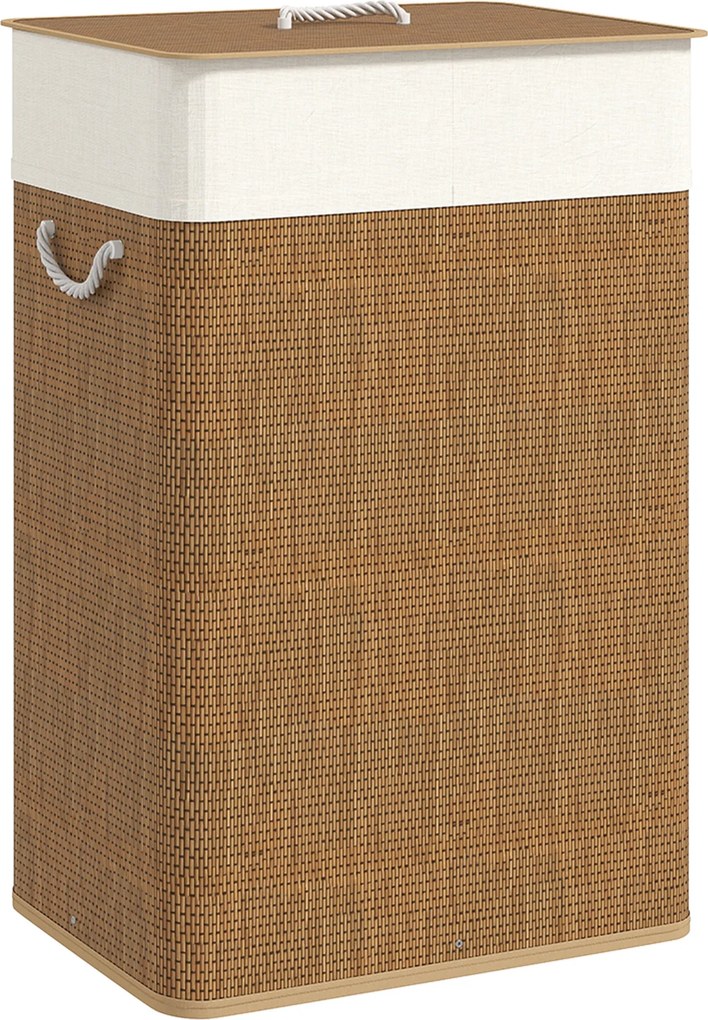 Cesto Portabiancheria 72L con Sacco Rimovibile 40x30x60 cm in Vimini e Bambù Marrone...