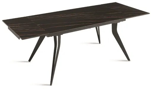 Tavolo allungabile 240 cm THOR con base metallo e piano effetto Marmo Nero