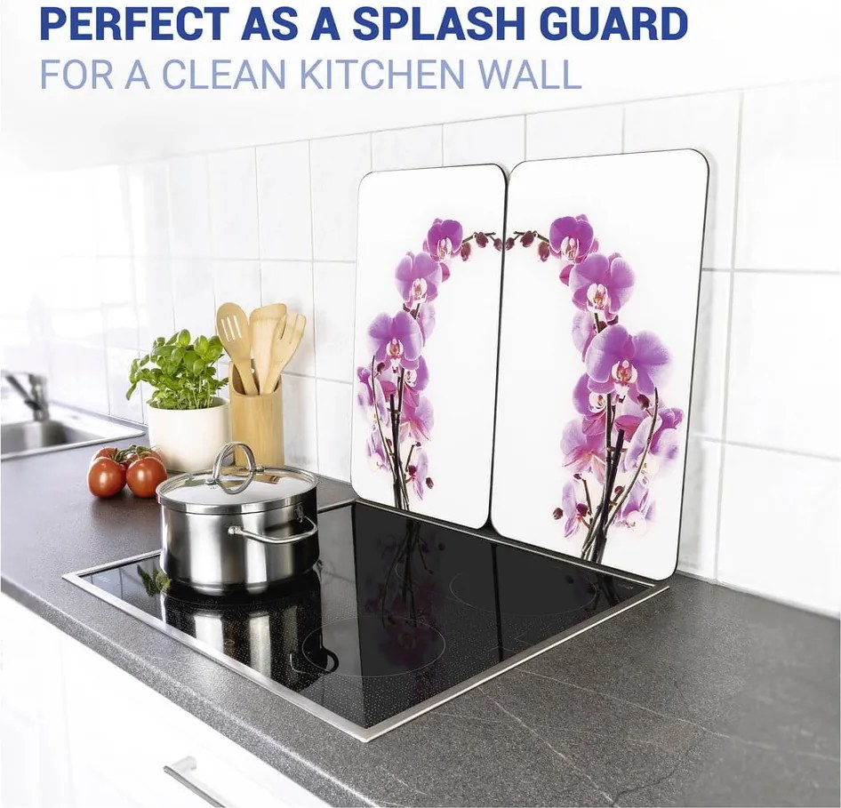 Set di 2 copri stufe in vetro Orchidea, 52 x 30 cm Orchid Blossom - Wenko