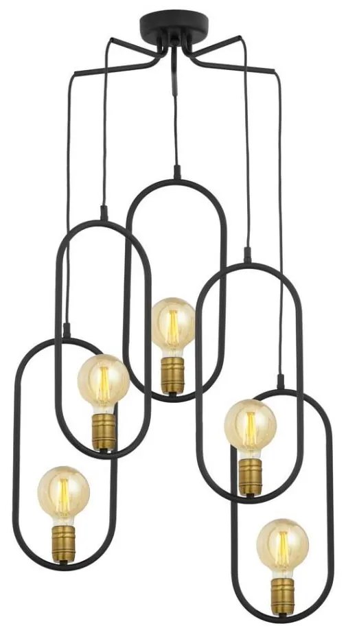 Jupiter 1819 - PI5 E27 - Lampadario a sospensione con filo PONTI 5xE14/40W/230V nero