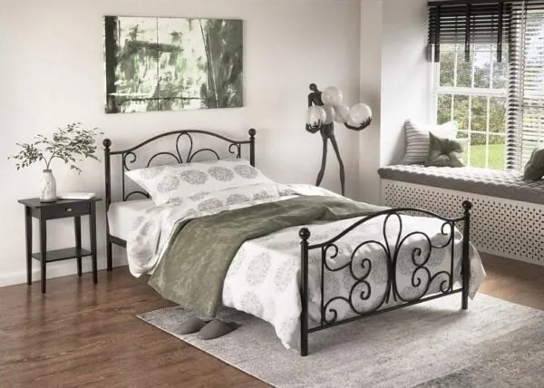 Letto Panama in metallo nero - 120 x 200 cm