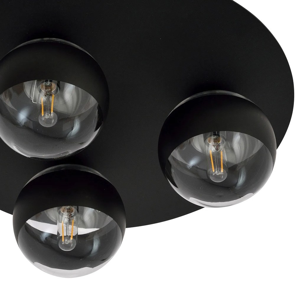Plafoniera Minimal Mnemosine Acciaio Nero 3 Luci E14 Ip20