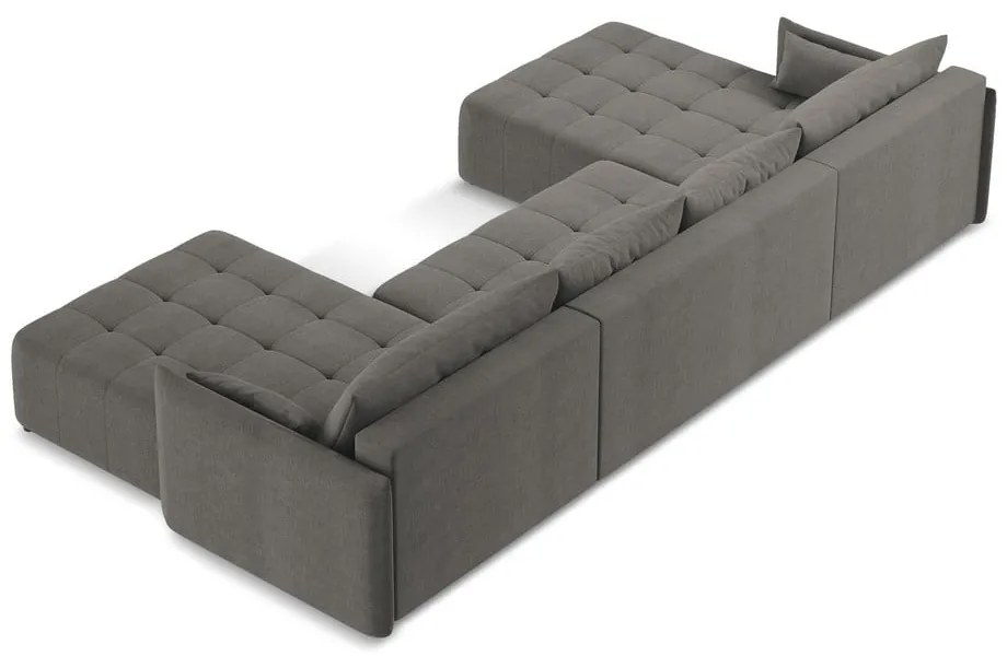 Divano angolare grigio scuro allungabile/con contenitore (a U) Moku – Makamii