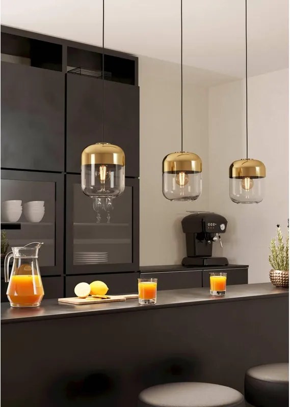 Lampadario Glamour Maryvilla nero paralume oro 3x E27 Ø0cm EGLO