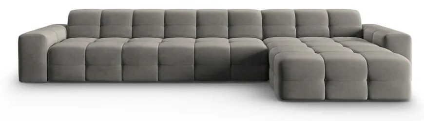 Divano angolare in velluto grigio (angolo destro) Kendal - Micadoni Home