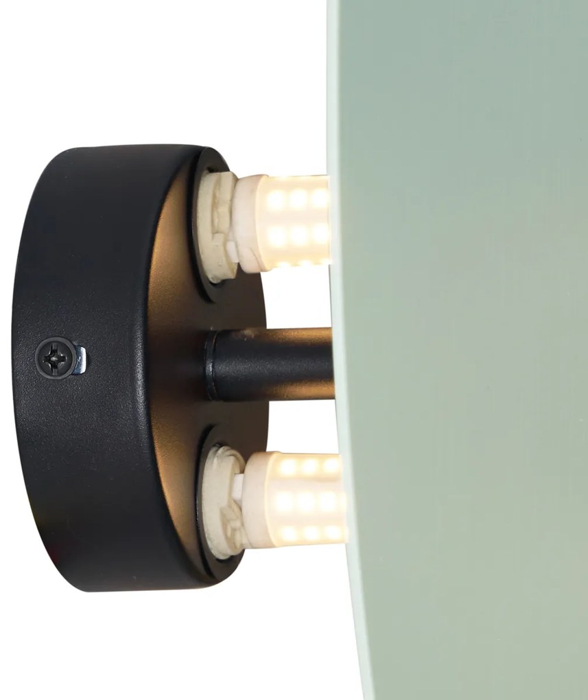 Lampada da parete di design verde organico 20 cm 2 luci - Pulley