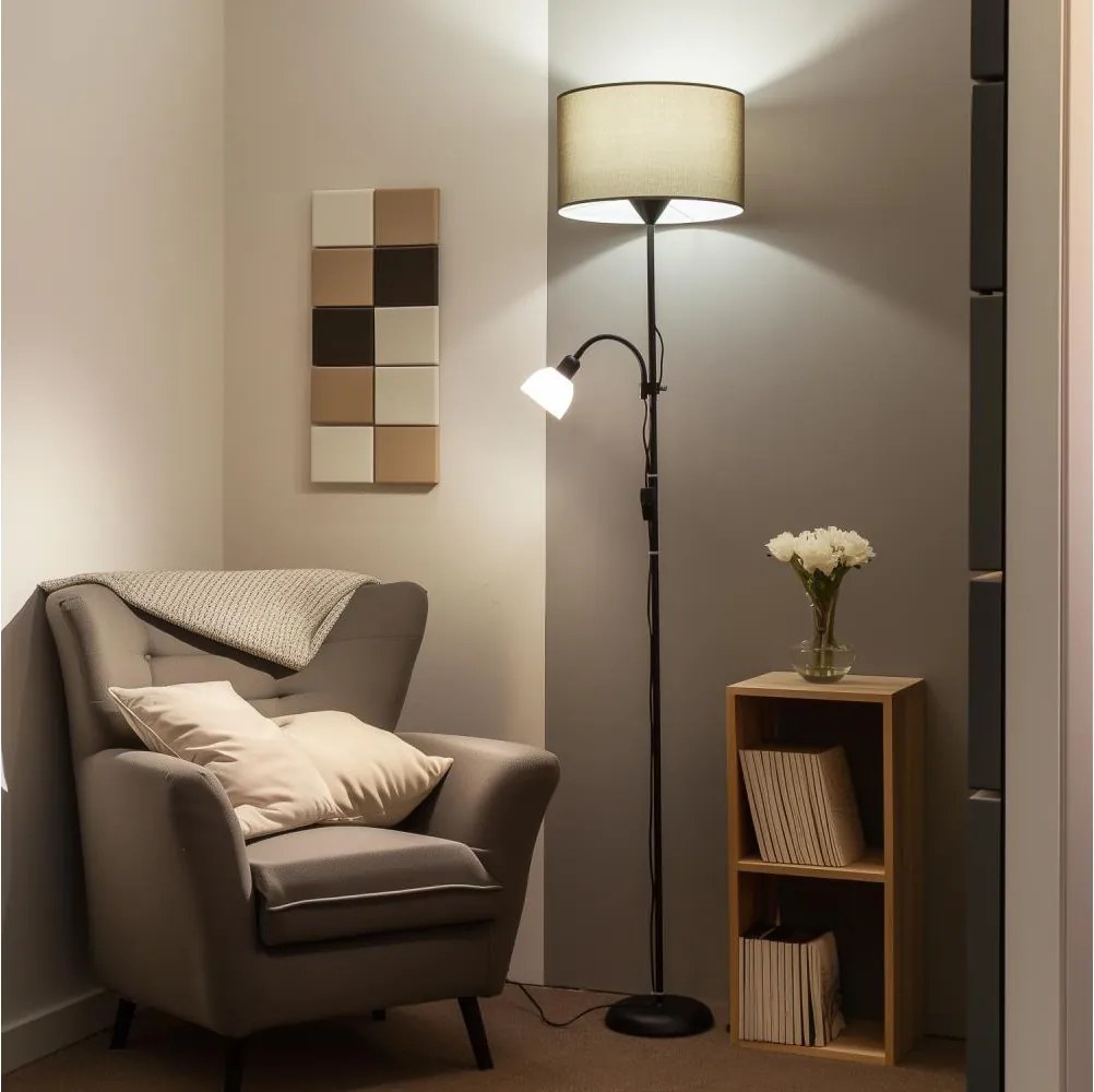 Brilagi - Lampada da terra CERIA 1xE27/100W/230V + 1xE14/25W nero/marrone