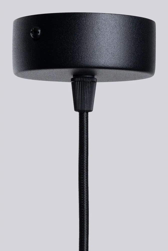 Lampadario nero con paralume in vetro Orbital – Sollux