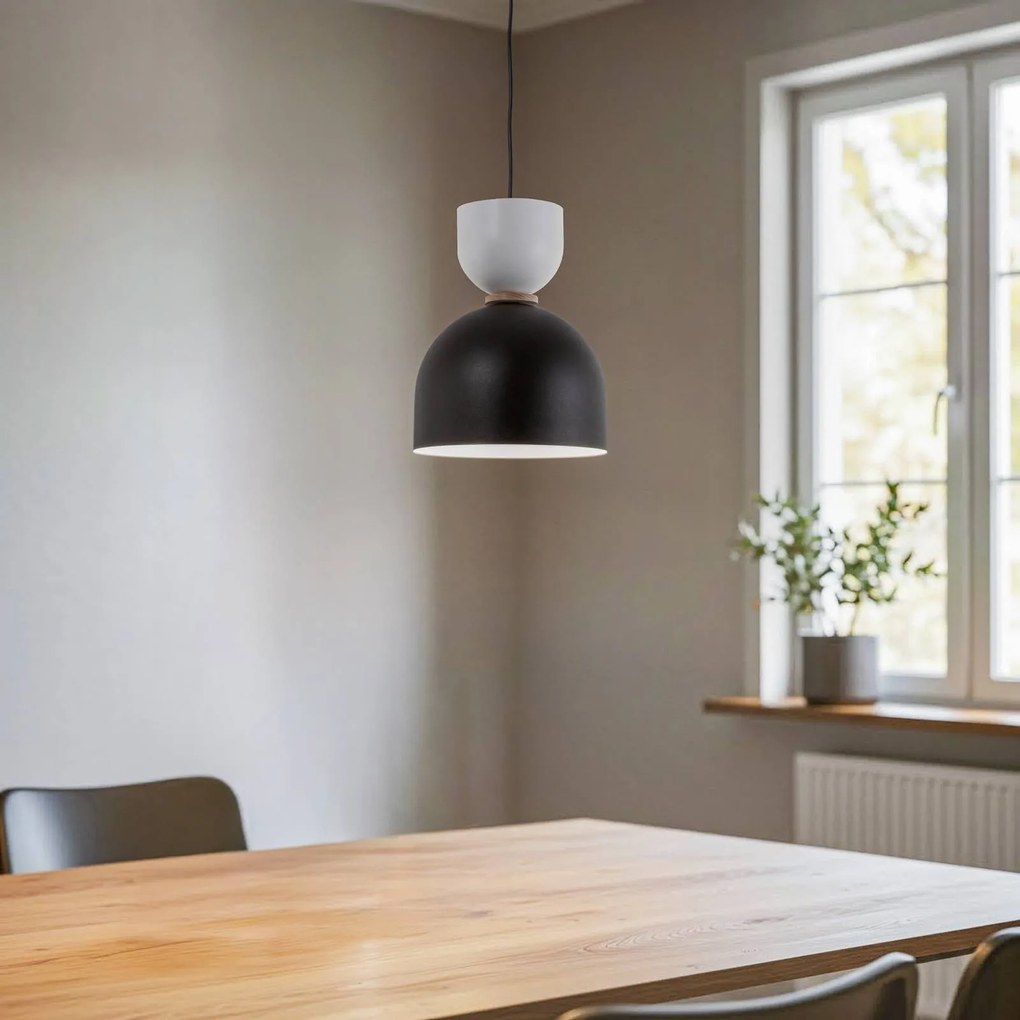 Lamkur Lighting Lampada a sospensione Clementine, nero/bianco, a 1 luce, E27