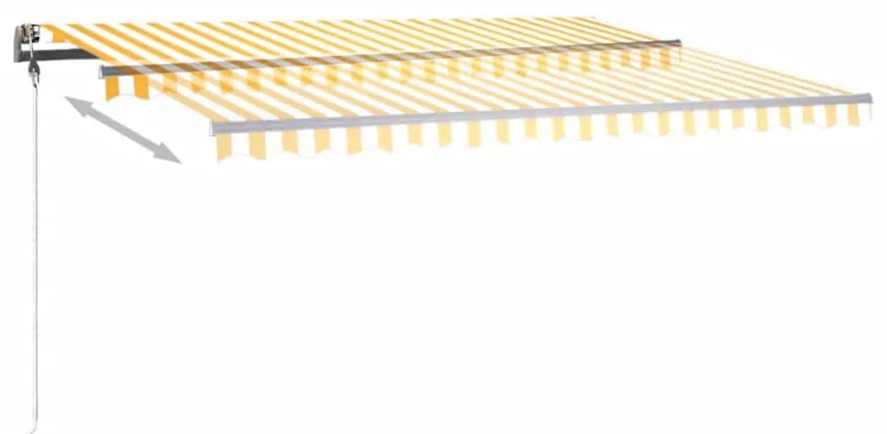 Tenda da Sole Retrattile Manuale LED 400x350 cm Giallo Bianco