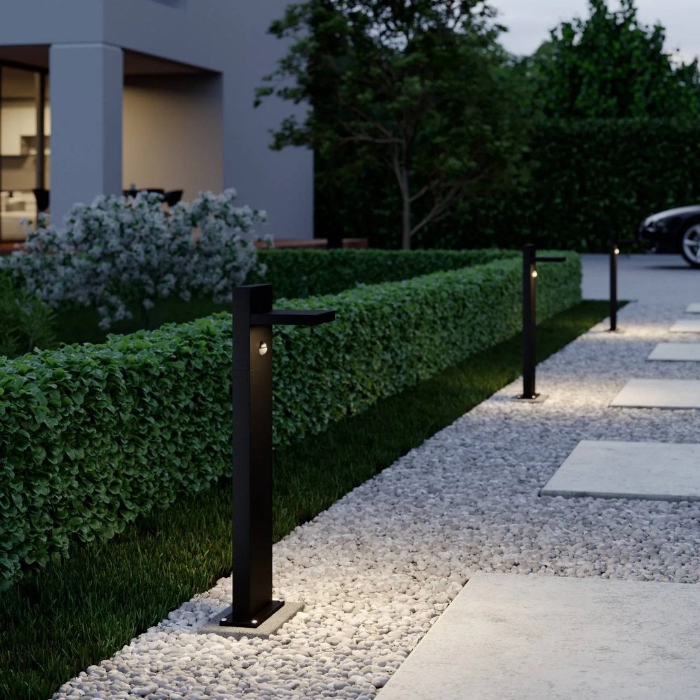 Lampioncino Silvan Lucande, Nero, Alluminio, Moderno, Lampada LED da esterni