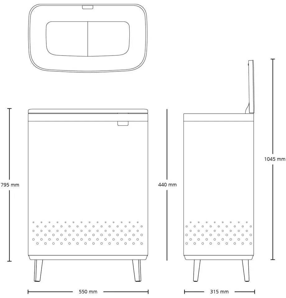 Cesto portabiancheria in metallo nero opaco 90 l Bo Hi - Brabantia