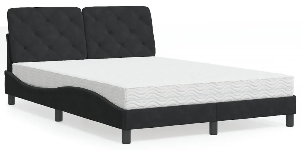 Letto Con Materasso Nero 120x200 Cm İn Velluto /