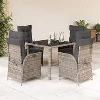 Set da Pranzo da Giardino 5 pz con Cuscini in Polyrattan Grigio 3213327