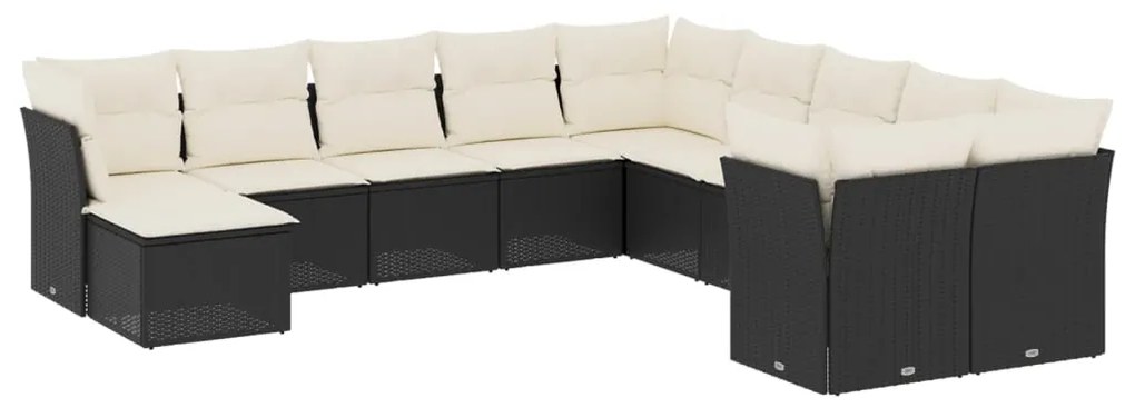 Set Divani da Giardino 11 pz con Cuscini in Polyrattan Nero