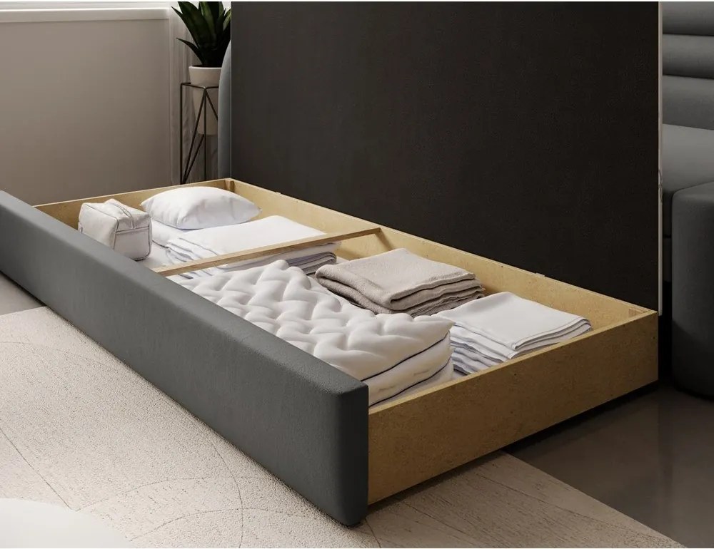 Divano grigio tortora allungabile/con contenitore con penisola a sinistra con rivestimento in velluto 223 cm Fabillo – ELTAP