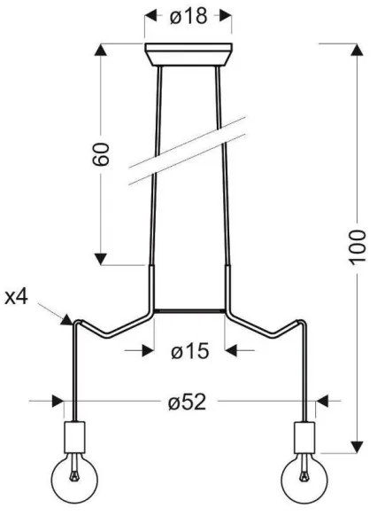 Lampadario a sospensione con filo BASSO 4xE27/40W/230V nero