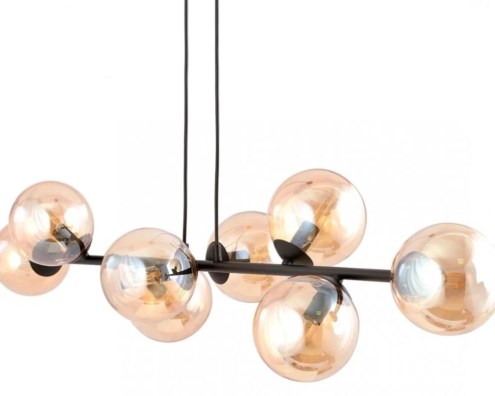Lampadario a sospensione ROSSI 8 BL in acciaio e vetro 8xE14 Colore delle Sfere Miele