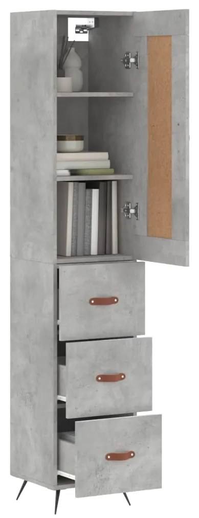 Credenza grigio cemento 34,5x34x180 cm in legno multistrato