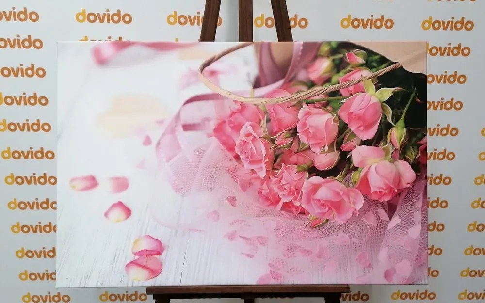 Quadro su tela – Bouquet di rose rosa
