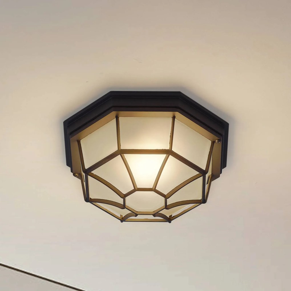 Plafoniera da esterno Lindby Idril, antracite, metallo, Ø 26,5 cm
