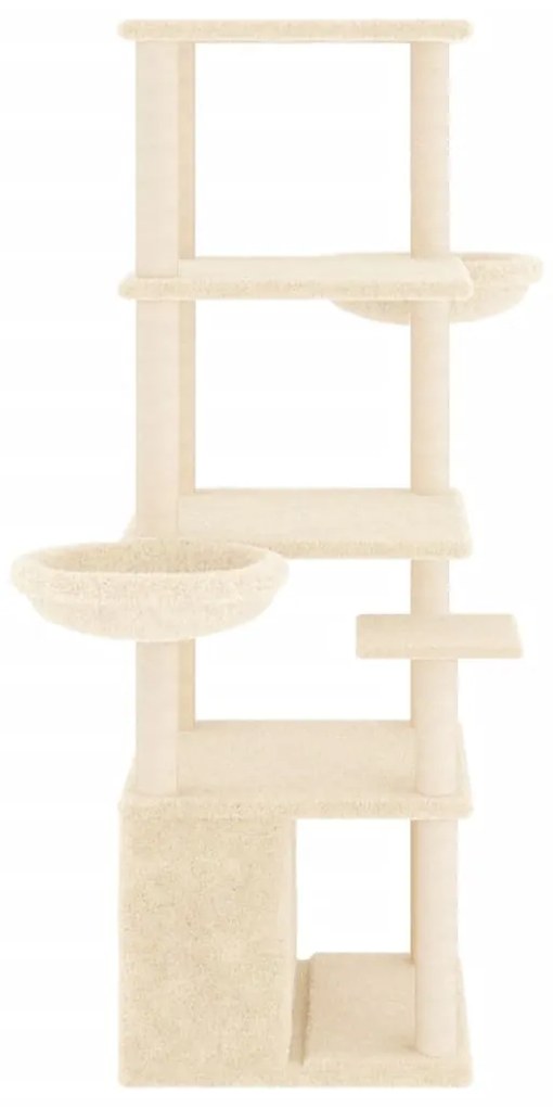 Albero per gatti con tiragraffi in sisal crema 147 cm