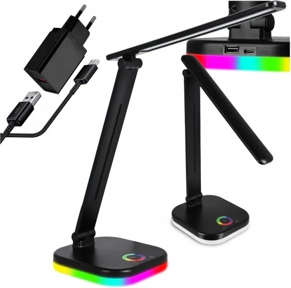 Lampada da tavolo dimmerabile LED RGBW con ricarica wireless LED/7W/5V USB nera