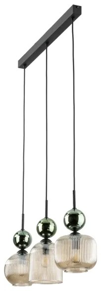 Lampadario a sospensione su cavo SOPHIA 3xE14/10W/230V nero/verde/beige fumé