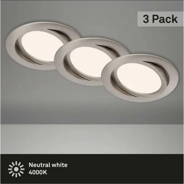 Briloner 7116-432 - SET 3x Lampada LED da bagno FLAT IN LED/9W/230V IP23