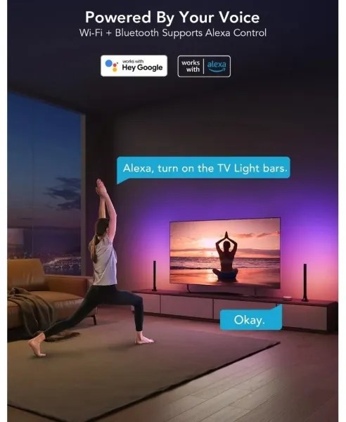 Govee - Pannello LED SMART RGBIC 38 cm per TV 43-75" - 2 pezzi Wi-Fi